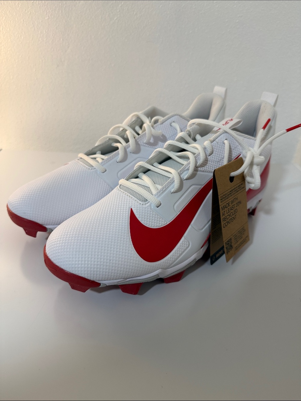 Nike Men’s Alpha Menace 4 Shark Football Cleats White/University Red Size 12